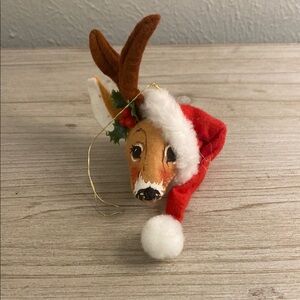 Annalee Reindeer Ornament with Santa Hat